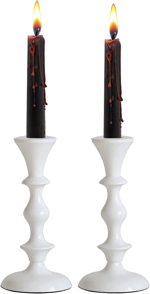 Rely+ White Candle Holders Set of 2 Decorative Centerpiece Table Holders for Taper Candles Home Decor Wedding
