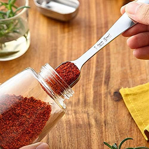 MEKBOK Heavy Duty Stainless Steel Measuring Spoons, Set of 6 for Dry or Liquid, Fits in Spice Jar