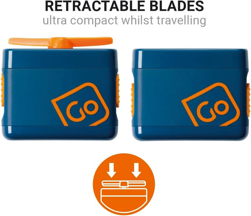 Go Travel Pocket-Sized Fan, Portable Fan with Retractable Blades, Battery-Powered Mini Fan for Travel