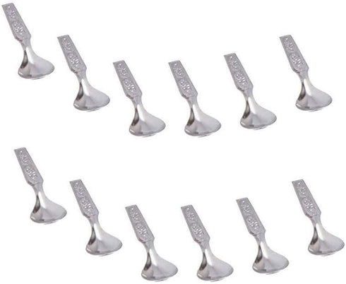 Set of 12 Stainless Steel Tea/Coffee and Spice Box Spoons, Small Tea Spoon in Silver