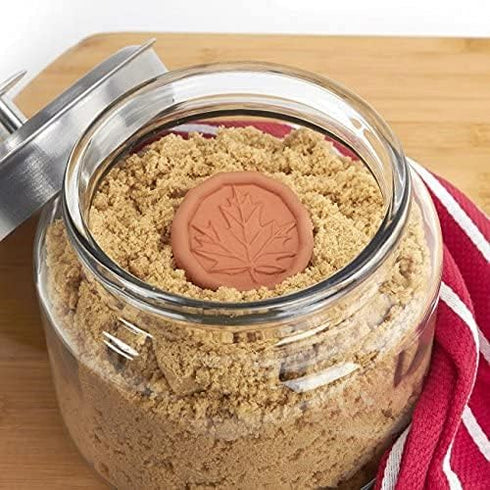 JBK Pottery Terracotta Brown Sugar Saver - Handmade Terra Cotta Sugar Keeper with Decorative Discs, Made in the USA