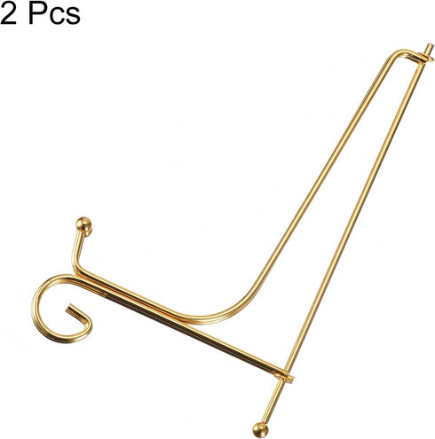 uxcell Plate Stand for Display, 10 Inch 2Pcs Iron Decorative Holder, Metal Easel Folding Display Stand for Photo