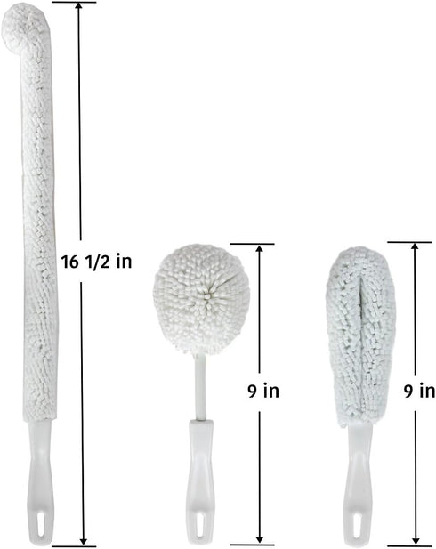 Lily's Home Decanter Cleaning Brush Set, Glassware Cleaning Brushes for Hard to Reach Areas, Set of 3