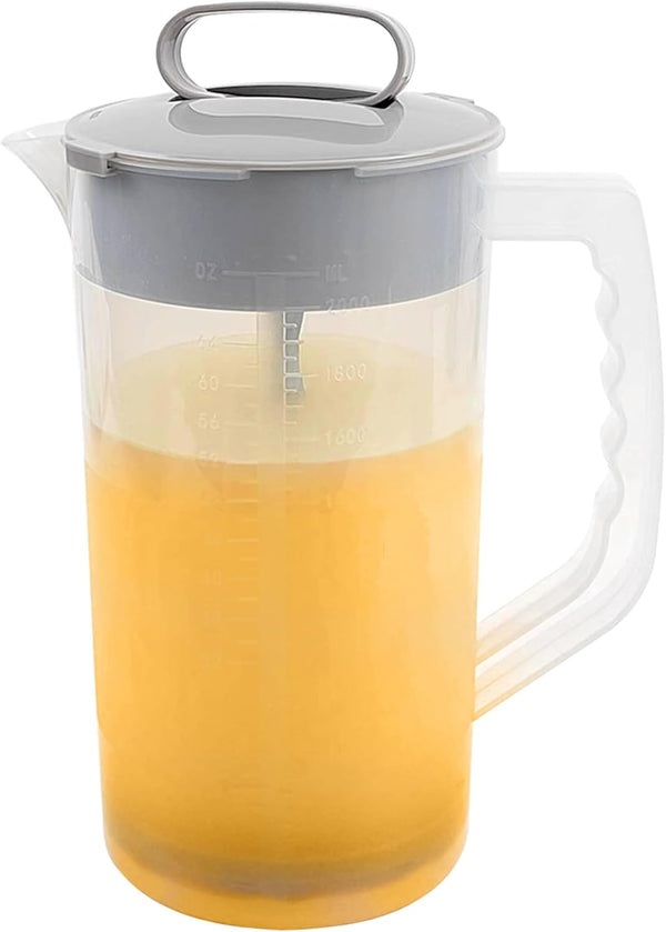 1 Pack Mixing Pitcher for Drinks, 2 Quart/64oz Plastic Water Pitcher with Lid, Easy-Mix Juice Container for Beverages
