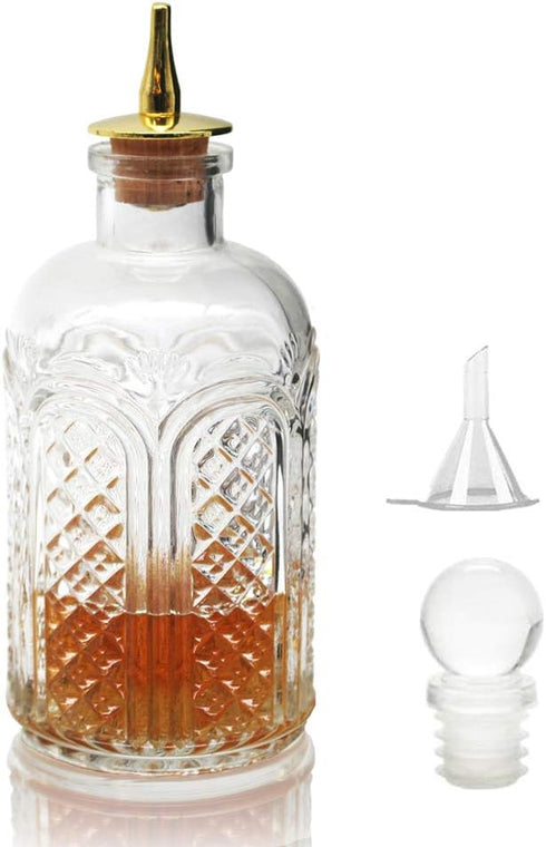 SuproBarware Donatello Bitters Bottle, 8oz Glass Cocktail Dashes Bottle with Stainless Steel Top