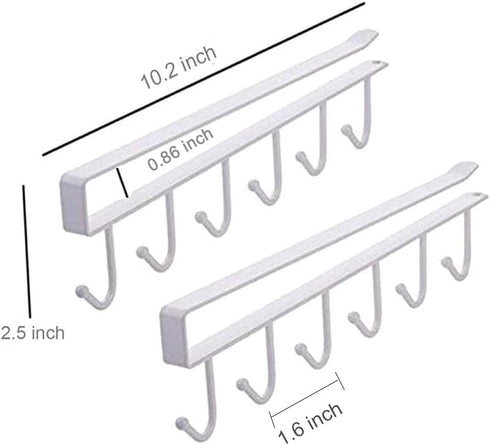 AliCH Mug Holder 2pcs Under Cabinet Hooks Rack, Nail Free Coffee Cups Holder for Kitchen Utensils and Storage