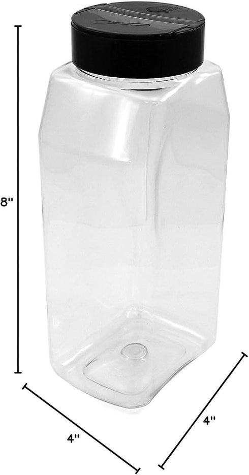 Pride Of India Large Clear Plastic Spice Jars w/Dual Sifter Cap | 32 Fluid Ounce Capacity | Food Grade BPA Free USA Made