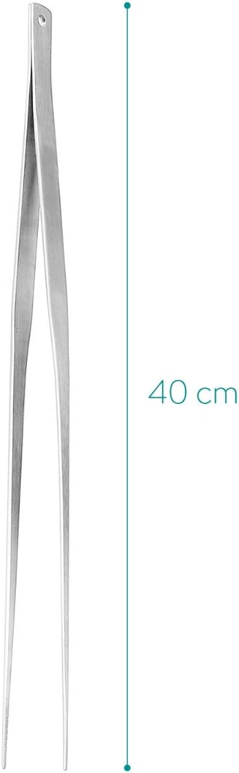 Navaris Stainless Steel Kitchen Tweezers - Extra Long Precision Tongs Tool for Cooking or Aquarium - 15" / 40 cm