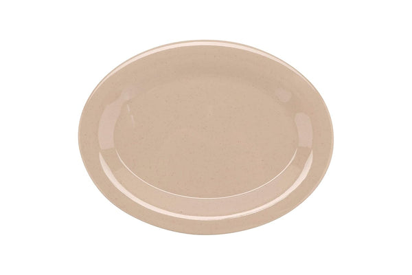 G.E.T. OP-950-S-EC Melamine Oval Serving Platter, 9.75" x 7.25", Sandstone (Set of 4), Beige