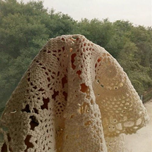 USTIDE Hand Crochet Table Runner Beige Cotton Lace Doilies for Coffee Table Decoration, 15X78inches One Piece