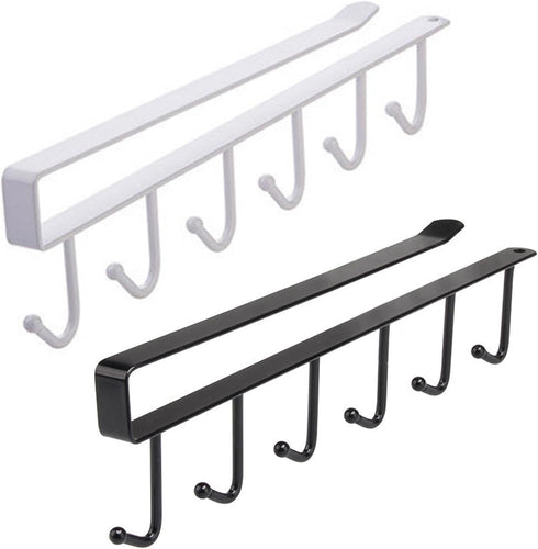 2pcs Counter Mug Hanger Rack, Under Shelf Storage Hooks Organizer Hanging Holder for Cabinet Pantry Kitchen Cupboard