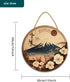 Japanese Style Splashed Ink Landscape Painting Wall Art Red Cherry Blossom Circle Hanging Wall Decor Sign Mountain River for Bedroom Living