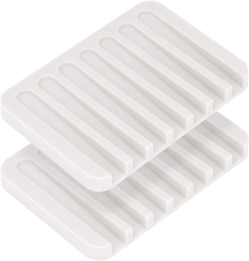 Anwenk Flexible Silicone Soap Dish, Shower Waterfall Tray Saver Holder for Bathroom/Kitchen, 2 Pack