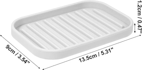 VOCOSTE Soap Dish: Soap Cleaning Storage to Keep Soap Dry for Home Bathroom Kitchen, Silicone, Light Gray