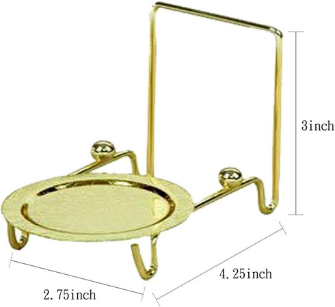 HOHIYA 6pc Cup and Saucer Display Stand Tea Holder Rack for China Teacup, Coffee Mug Organizer, Gold Etched Base