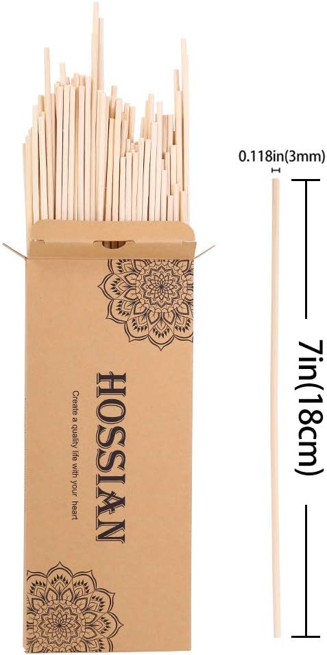 HOSSIAN 100PCS Reed Diffuser Sticks, Natural Rattan Sticks for Aroma Fragrance Reeds, Essential Oil Diffuser Refills