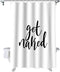 Z&L Home Get Naked Black Script Shower Curtain, White Bathroom Decorations with Hooks, Polyester Fabric 72x78 Inches
