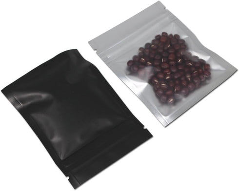 PABCK 100 Pcs Matte Black Resealable Foil Zipper Lock Pouch - 4.7x7 inch for Food Storage Bags