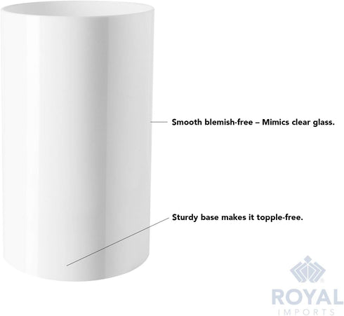 Royal Imports 5X8 Flower Acrylic Vases Cylinders - Decorative Centerpiece Display for Home or Wedding, White