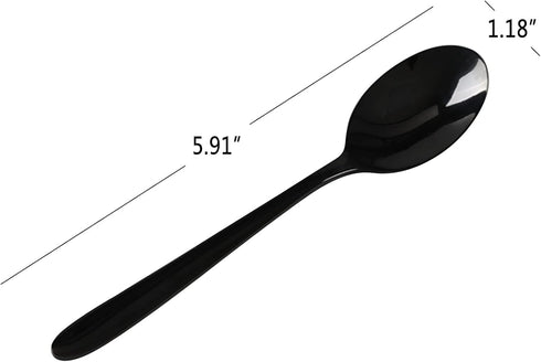 16-Piece Black Stainless Steel Teaspoon, Small Tea Spoon