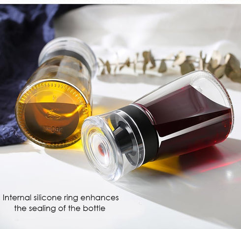 TINMIX Leak-proof Oil Dispenser Bottle: 160 ml/5.4 oz Glass Olive Oil and Vinegar Cruet for Outdoor Camping, Well