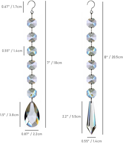 12 38mm/55mm Teardrop Crystals Garland Strands, Hanging Chandelier Crystals Beads Chain for Decoration Clear