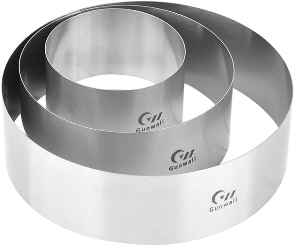 Guowall 4/6/8 inch Stainless Steel Cake Rings for Baking, Mousse Ring Mold Round Biscuit Cutter for Baking Tools