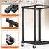 150L (40 Gal) Large Fashion Laundry Basket with Wheels, Leather Patchwork Rolling Hamper Carts, Sturdy Metal Frame
