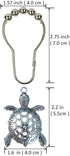 Sea Turtles Shower Curtain Hooks - Silver Metal Rust Proof Clips for Bathroom Accessories Set