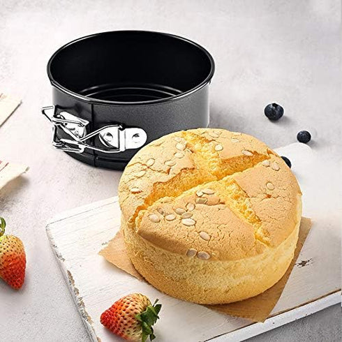 Tellshun 4 Inch Springform Pan Set, 4 Pieces Round Nonstick Bakeware for Mini Cheesecakes, Pizzas, Quiches