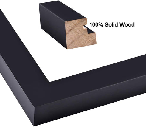 RPJC 8x14 Solid Wood 2 Opening Picture Frames with High Definition Glass, Display 4x6 and 5x7 with Mat or 8x14 Without