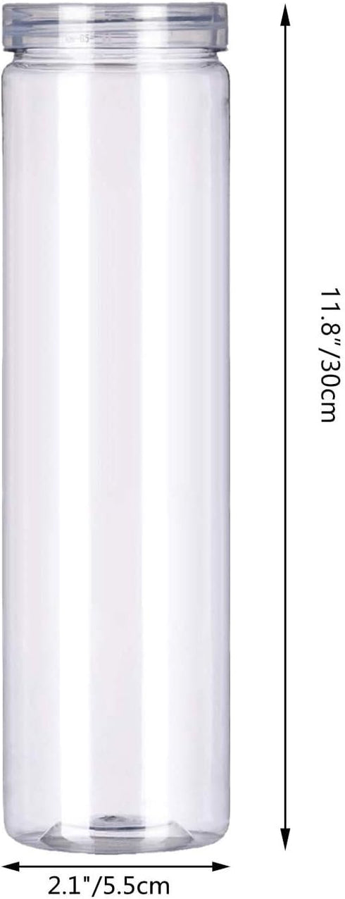 3Pcs Clear Plastic Food Storage Jar with Lid, Round Transparent Container for Spaghetti and Dry Goods
