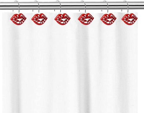 Mothers Day Love Shower Curtain Hooks Set, Red White Decorative Funny Gifts, Rustproof Metal Hooks, 12Pcs