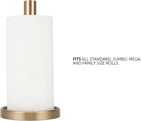 Countertop Ivilon Paper Towel Stand - Steady and Easy Tear - Fits All Paper Towel Rolls - Warm Gold