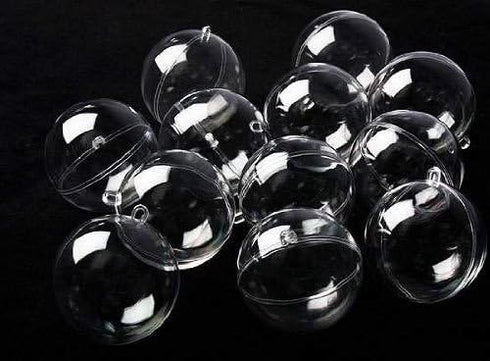 Plastic Ball Ornament, Clear, 70mm, Pack of 12