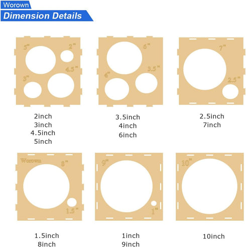 Worown 14 Holes Collapsible Wood Balloon Sizer Box, 1-10 Inch Balloon Sizer Cube, Balloon Size Measurement Tools for Balloon Arches, Balloon Columns, Balloon Decorations
