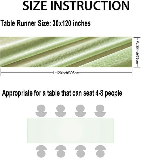 BOXAN Elegant 30x120 Inch Sage Green Sheer Table Runner, 10Ft Chiffon Overlay for Party Decor
