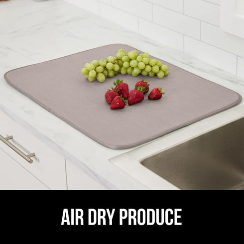 Gorilla Grip Ultra Microfiber Dish Drying Mat, 18x24, Quick Dry Thick Mesh, Slip Resistant Pad, Almond