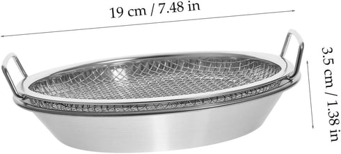 1 Set Mesh Drain Pan Barbeque Grill Plate Vegetable Drainer Fried Food Draining Rack Barbecue Grill Tray Smokeless Roasting Pan Roasting Tray Fruit Stainless Steel Egg Steamer by SHOWERORO