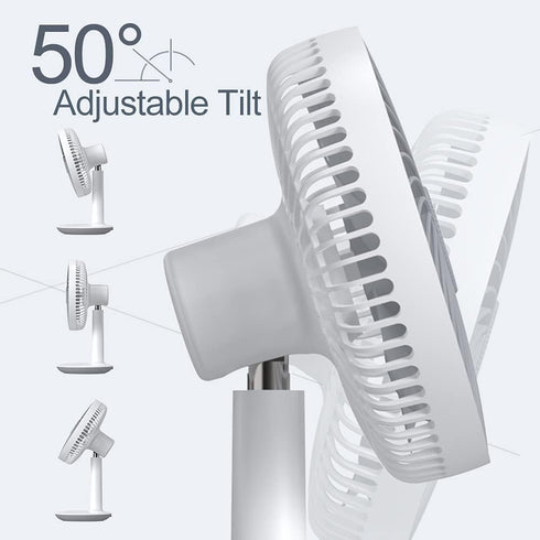 6-Inch Portable Battery-Operated Desk Fan, Rechargeable Electric Mini Fan with 4 Speed Levels for Home Office Camping