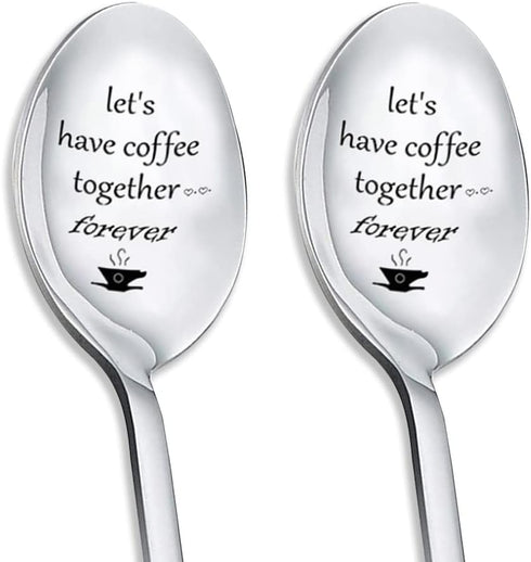 Couples Gifts Coffee Spoons Set, Coffee Lovers Gifts for Wife Husband Anniversary Birthday