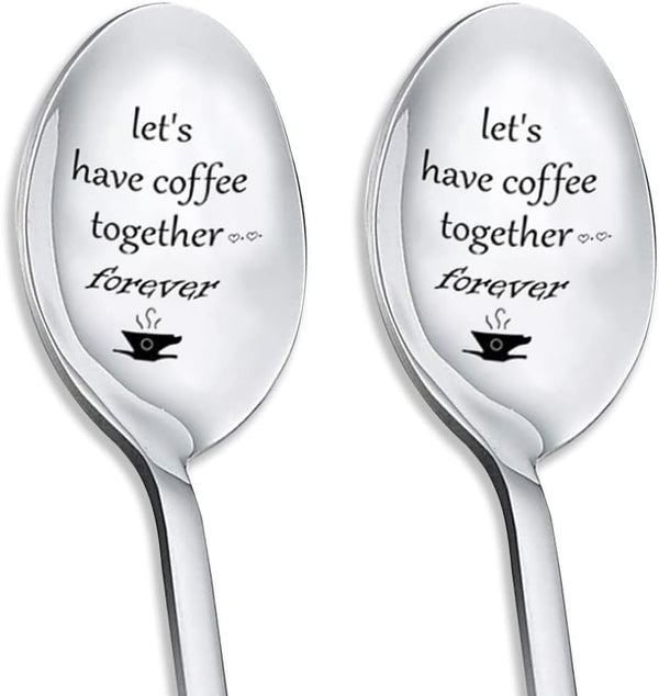 Couples Gifts Coffee Spoons Set, Coffee Lovers Gifts for Wife Husband Anniversary Birthday