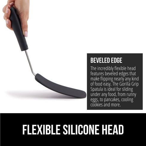 Gorilla Grip Nonstick Silicone Spatula, 11.6 Inch Black, Heat Resistant, BPA-Free, Flexible Head, Stainless Steel Handle
