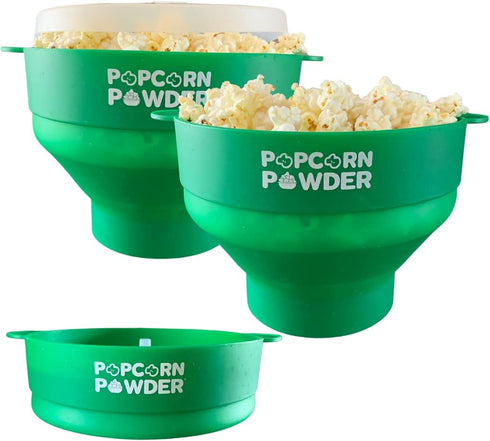 Collapsible Microwave Popcorn Popper - Popcorn Powder's (Green)