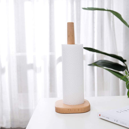 UHBGT Paper Towel Holder - Kitchen Paper Hanger Rack, Bathroom Towel Roll Stand Organizer for Countertop, Wooden Paper