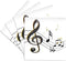 3dRose Set of 4 Ceramic Tile Coasters, Music Notes Clef, Black and Gold