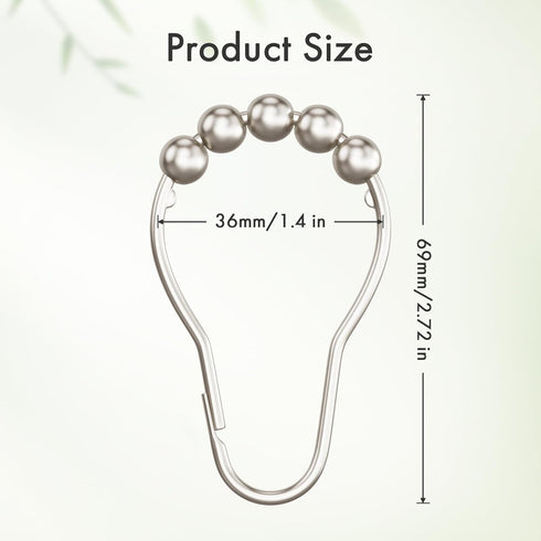 Amazer Set of 12 Rust-Resistant Metal Shower Curtain Rings, Matte Nickel Hooks for Bathroom Shower Rod