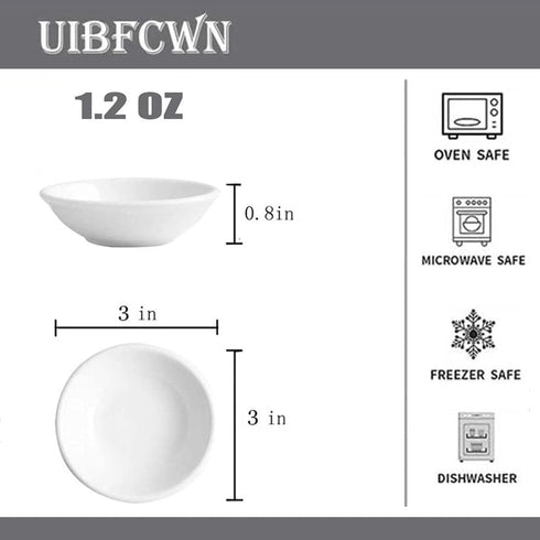 UIBFCWN 3Inch Ceramic Dipping Bowls, Soy Sauce Dish, 1.2 oz Small Dipping Sauce Bowls/Dishes, Mini Dip Bowl for Side Dishes Ketchup Sushi Olive Oil, Set of 5 by UIBFCWN