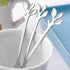 AnSaw 8-Pieces 4.7-Inch Small Coffee Spoons with Leaf Handle (Silver)