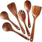 Mango Wooden Utensils Set of 6, Soft Comfort-Grip Non-Stick Cooking Spoons